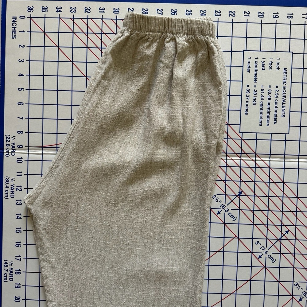 CP Shades Womens Rayon Flax Pull On Medium Pants Tapered Leg Beige Spring Summer - Picture 9 of 10